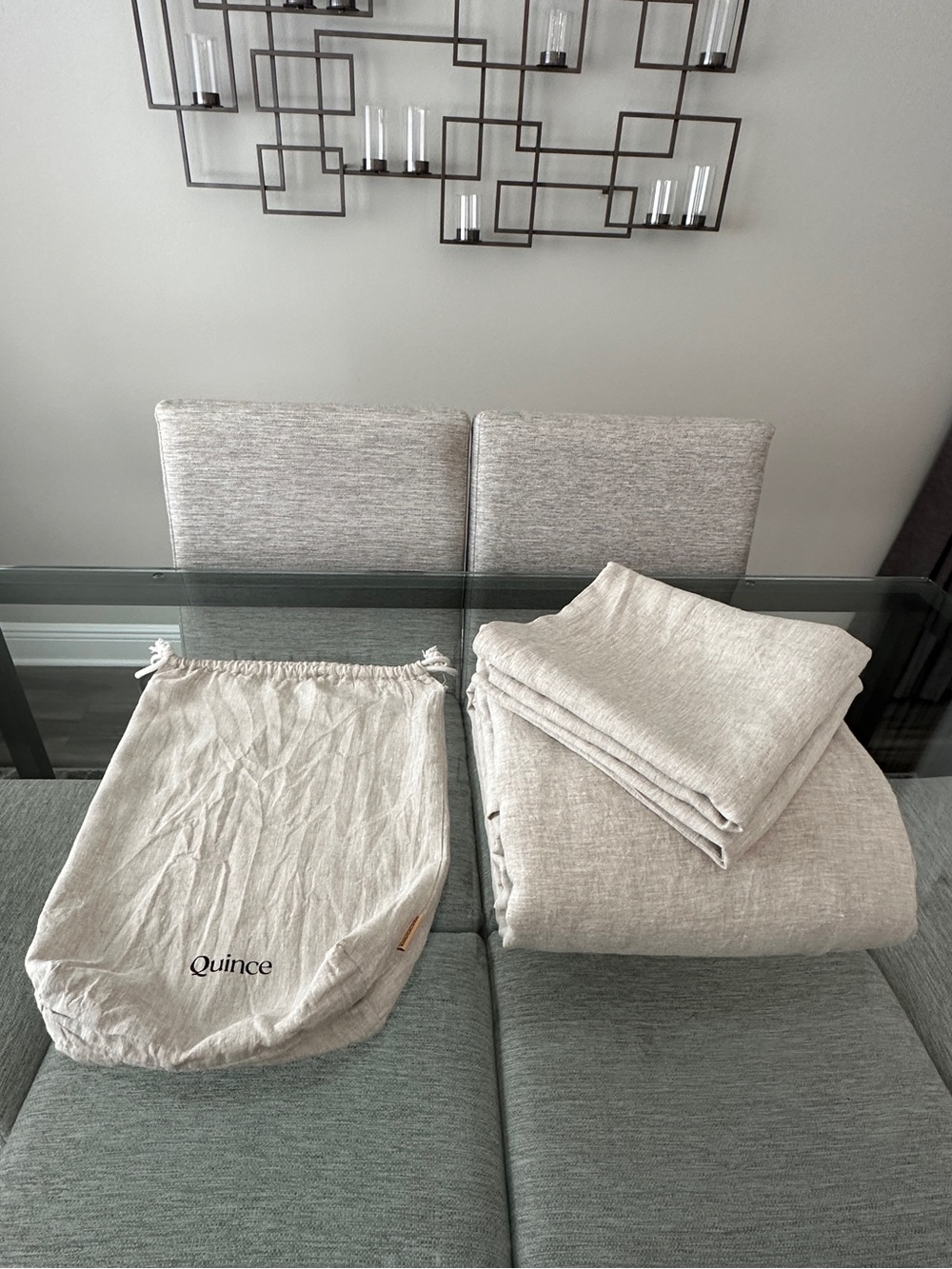Quince king European linen duvet cover set. Like new. Chambray color. - Picture 10 of 13